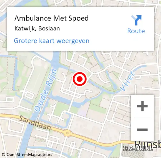 Locatie op kaart van de 112 melding: Ambulance Met Spoed Naar Rijnsburg, Boslaan op 27 januari 2023 14:00
