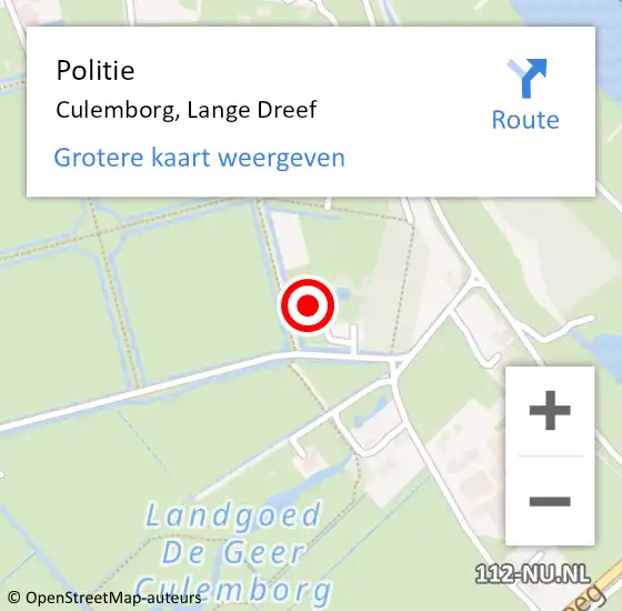 Locatie op kaart van de 112 melding: Politie Culemborg, Lange Dreef op 27 januari 2023 14:23