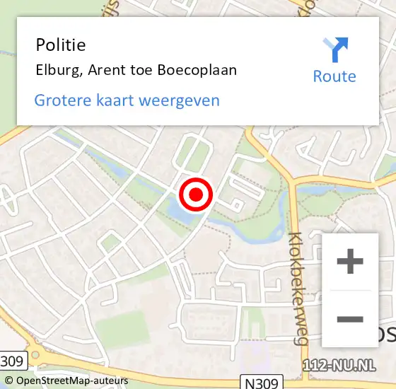 Locatie op kaart van de 112 melding: Politie Elburg, Arent toe Boecoplaan op 27 januari 2023 14:29