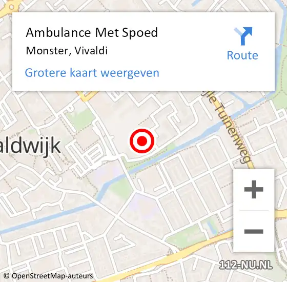 Locatie op kaart van de 112 melding: Ambulance Met Spoed Naar Monster, Vivaldi op 27 januari 2023 14:55