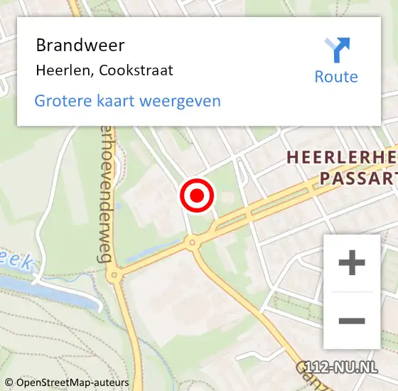 Locatie op kaart van de 112 melding: Brandweer Heerlen, Cookstraat op 27 januari 2023 15:09