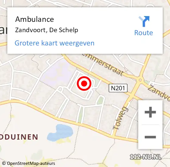Locatie op kaart van de 112 melding: Ambulance Zandvoort, De Schelp op 27 januari 2023 15:21
