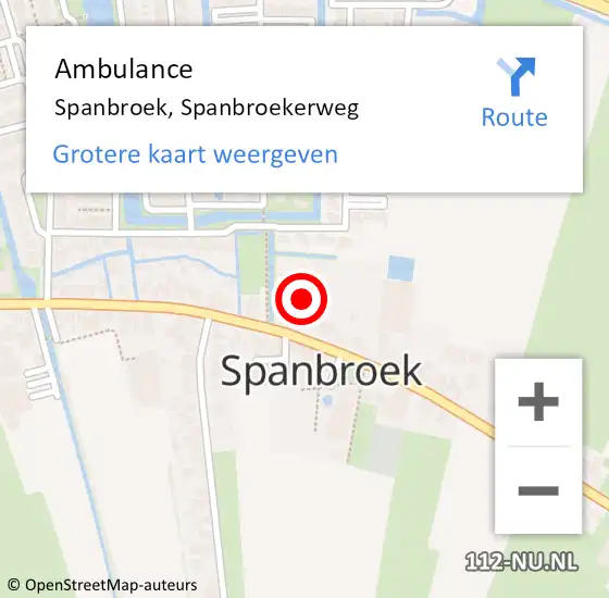 Locatie op kaart van de 112 melding: Ambulance Spanbroek, Spanbroekerweg op 27 januari 2023 15:23