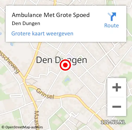 Locatie op kaart van de 112 melding: Ambulance Met Grote Spoed Naar Den Dungen op 27 januari 2023 15:27