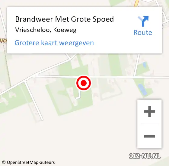 Locatie op kaart van de 112 melding: Brandweer Met Grote Spoed Naar Vriescheloo, Koeweg op 27 januari 2023 15:32