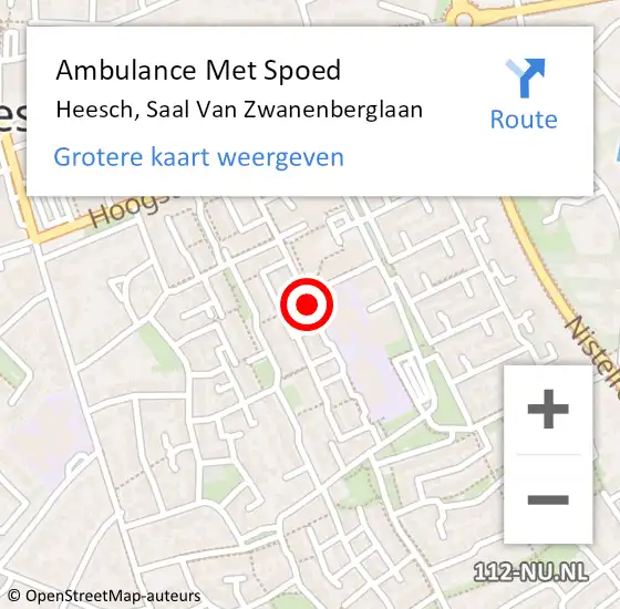 Locatie op kaart van de 112 melding: Ambulance Met Spoed Naar Heesch, Saal Van Zwanenberglaan op 13 augustus 2014 16:18