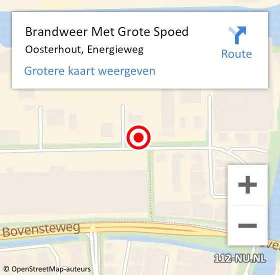 Locatie op kaart van de 112 melding: Brandweer Met Grote Spoed Naar Oosterhout, Energieweg op 27 januari 2023 15:51
