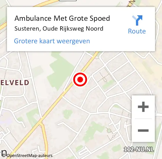 Locatie op kaart van de 112 melding: Ambulance Met Grote Spoed Naar Susteren, Oude Rijksweg Noord op 27 januari 2023 16:23