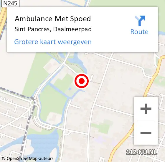 Locatie op kaart van de 112 melding: Ambulance Met Spoed Naar Sint Pancras, Daalmeerpad op 27 januari 2023 16:41