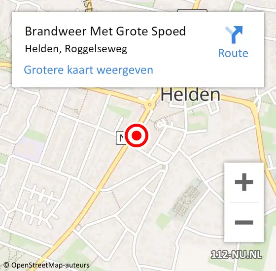 Locatie op kaart van de 112 melding: Brandweer Met Grote Spoed Naar Helden, Roggelseweg op 27 januari 2023 16:53