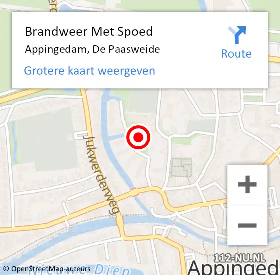 Locatie op kaart van de 112 melding: Brandweer Met Spoed Naar Appingedam, De Paasweide op 27 januari 2023 16:58