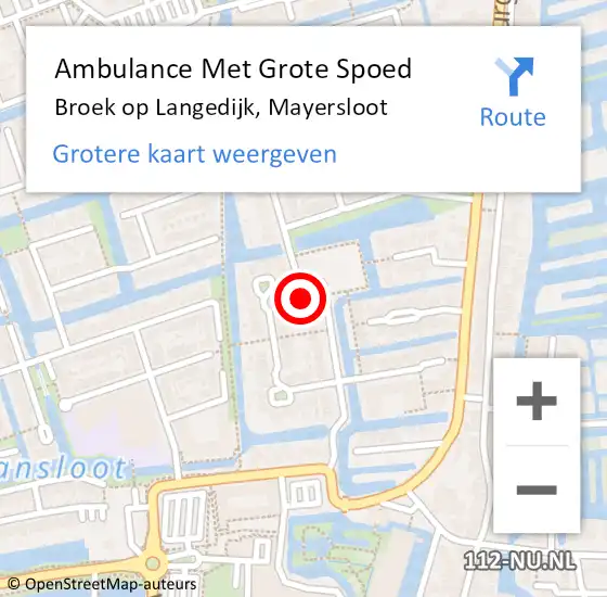 Locatie op kaart van de 112 melding: Ambulance Met Grote Spoed Naar Broek op Langedijk, Mayersloot op 27 januari 2023 17:00