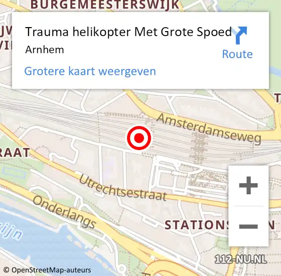 Locatie op kaart van de 112 melding: Trauma helikopter Met Grote Spoed Naar Arnhem op 27 januari 2023 17:28
