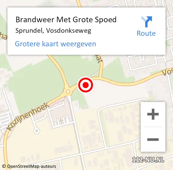 Locatie op kaart van de 112 melding: Brandweer Met Grote Spoed Naar Sprundel, Vosdonkseweg op 27 januari 2023 17:39