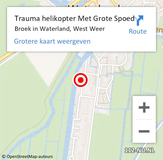 Locatie op kaart van de 112 melding: Trauma helikopter Met Grote Spoed Naar Broek in Waterland, West Weer op 27 januari 2023 17:55