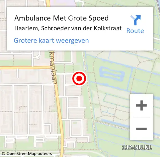 Locatie op kaart van de 112 melding: Ambulance Met Grote Spoed Naar Haarlem, Schroeder van der Kolkstraat op 27 januari 2023 18:06