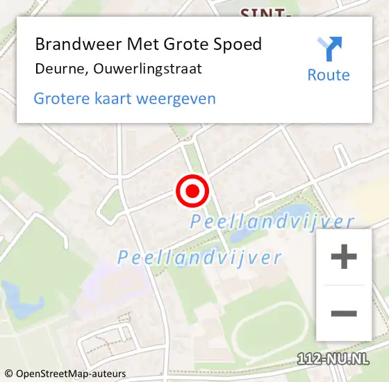 Locatie op kaart van de 112 melding: Brandweer Met Grote Spoed Naar Deurne, Ouwerlingstraat op 27 januari 2023 18:15