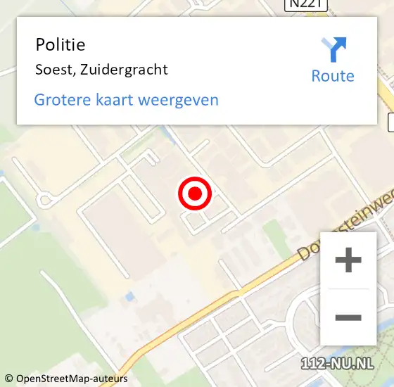 Locatie op kaart van de 112 melding: Politie Soest, Zuidergracht op 27 januari 2023 18:16