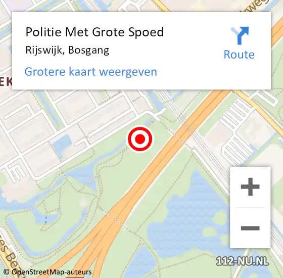 Locatie op kaart van de 112 melding: Politie Met Grote Spoed Naar Rijswijk, Bosgang op 27 januari 2023 18:37