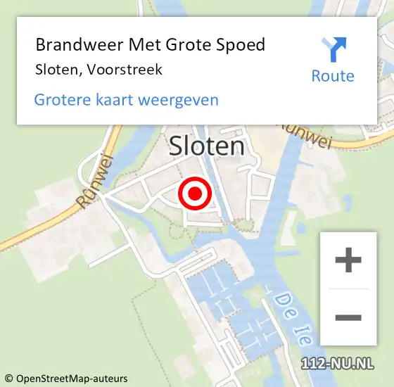 Locatie op kaart van de 112 melding: Brandweer Met Grote Spoed Naar Sloten, Voorstreek op 27 januari 2023 19:33