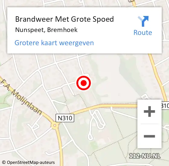 Locatie op kaart van de 112 melding: Brandweer Met Grote Spoed Naar Nunspeet, Bremhoek op 27 januari 2023 19:35