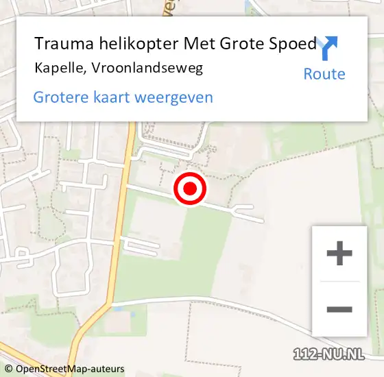 Locatie op kaart van de 112 melding: Trauma helikopter Met Grote Spoed Naar Kapelle, Vroonlandseweg op 27 januari 2023 19:35