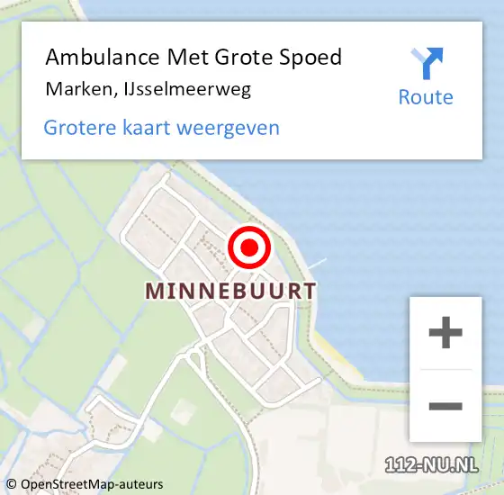 Locatie op kaart van de 112 melding: Ambulance Met Grote Spoed Naar Marken, IJsselmeerweg op 27 januari 2023 20:10