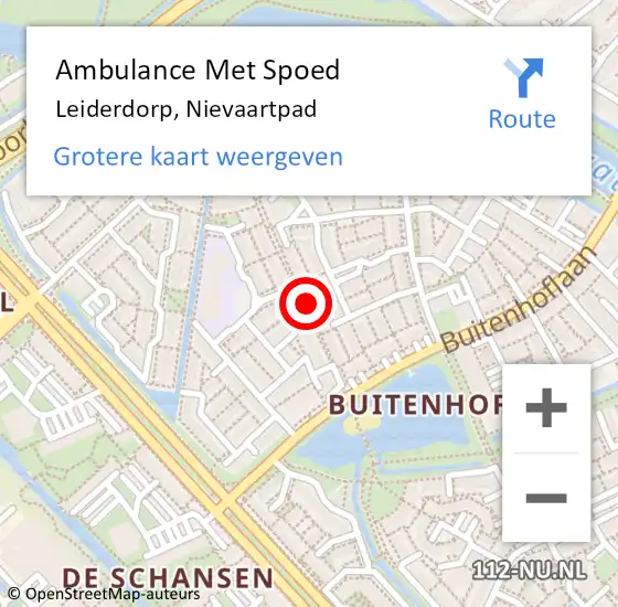 Locatie op kaart van de 112 melding: Ambulance Met Spoed Naar Leiderdorp, Nievaartpad op 27 januari 2023 20:22