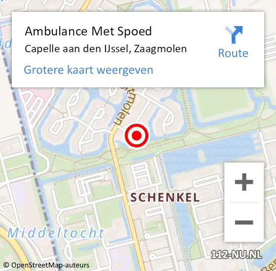 Locatie op kaart van de 112 melding: Ambulance Met Spoed Naar Capelle aan den IJssel, Zaagmolen op 27 januari 2023 20:27
