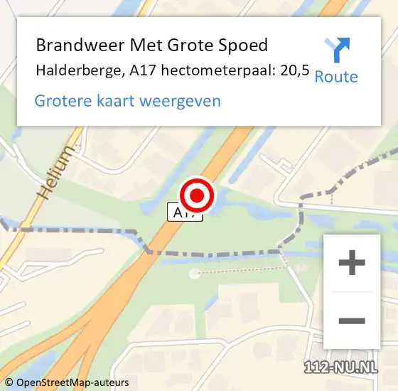 Locatie op kaart van de 112 melding: Brandweer Met Grote Spoed Naar Halderberge, A17 hectometerpaal: 20,5 op 27 januari 2023 20:28