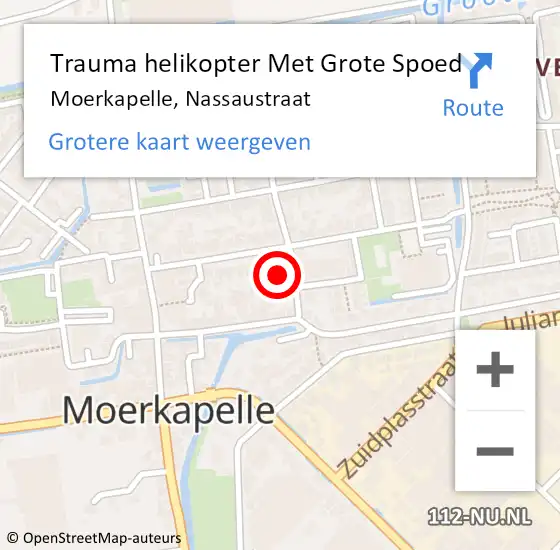 Locatie op kaart van de 112 melding: Trauma helikopter Met Grote Spoed Naar Moerkapelle, Nassaustraat op 27 januari 2023 20:29