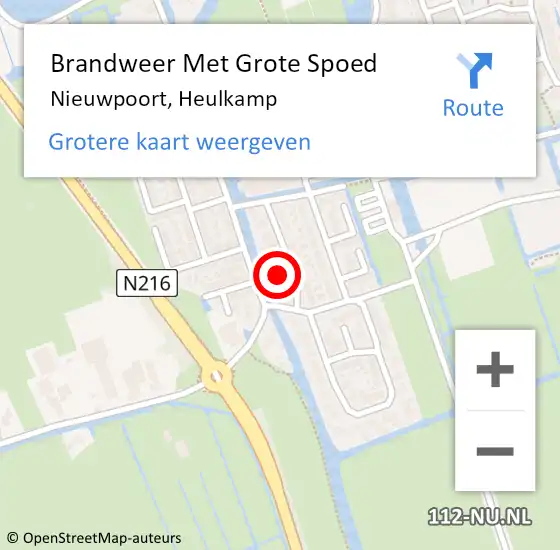 Locatie op kaart van de 112 melding: Brandweer Met Grote Spoed Naar Nieuwpoort, Heulkamp op 27 januari 2023 20:58