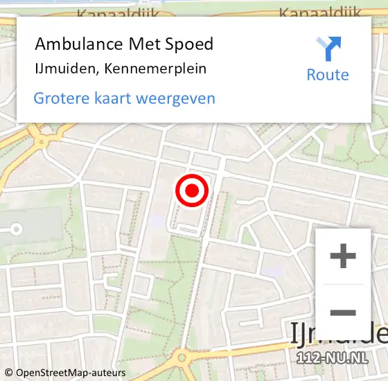 Locatie op kaart van de 112 melding: Ambulance Met Spoed Naar IJmuiden, Kennemerplein op 27 januari 2023 21:18