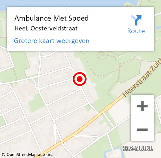 Locatie op kaart van de 112 melding: Ambulance Met Spoed Naar Heel, Oosterveldstraat op 27 januari 2023 21:49