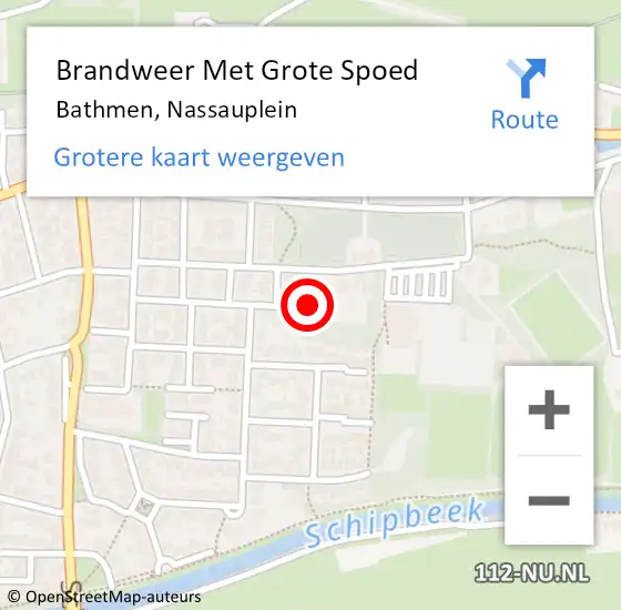 Locatie op kaart van de 112 melding: Brandweer Met Grote Spoed Naar Bathmen, Nassauplein op 27 januari 2023 21:59