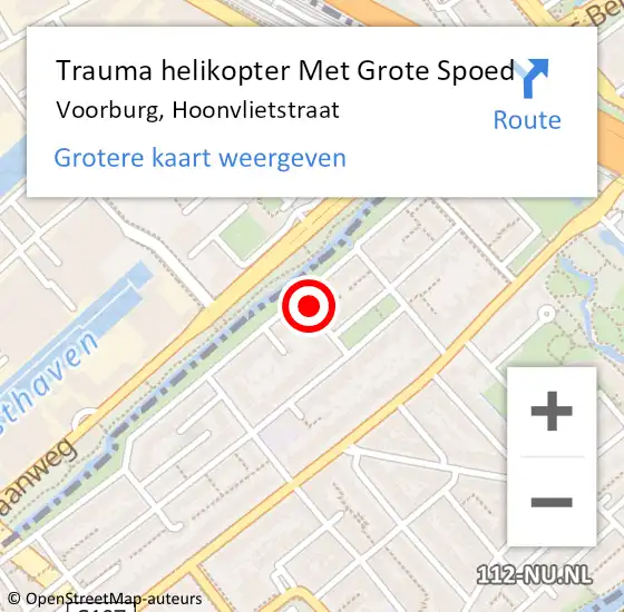Locatie op kaart van de 112 melding: Trauma helikopter Met Grote Spoed Naar Voorburg, Hoonvlietstraat op 27 januari 2023 22:04