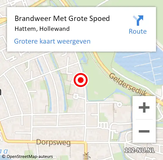 Locatie op kaart van de 112 melding: Brandweer Met Grote Spoed Naar Hattem, Hollewand op 27 januari 2023 22:25