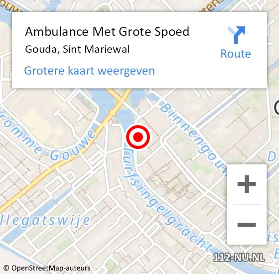 Locatie op kaart van de 112 melding: Ambulance Met Grote Spoed Naar Gouda, Sint Mariewal op 27 januari 2023 22:31