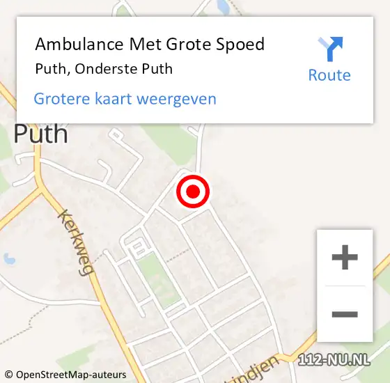 Locatie op kaart van de 112 melding: Ambulance Met Grote Spoed Naar Puth, Onderste Puth op 13 augustus 2014 17:00