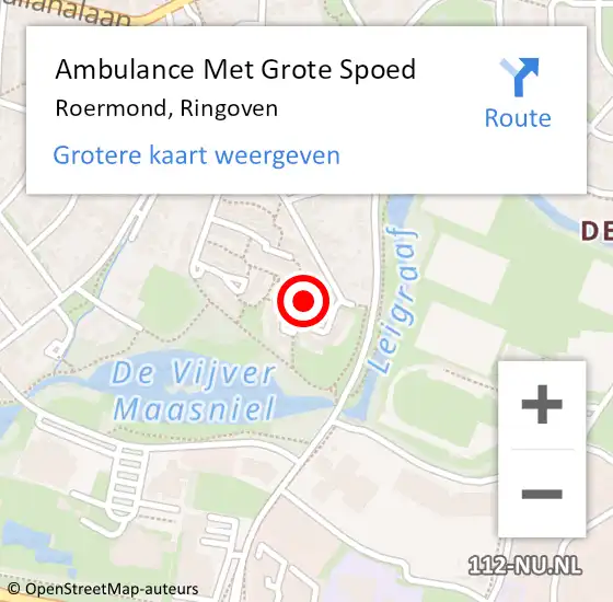 Locatie op kaart van de 112 melding: Ambulance Met Grote Spoed Naar Roermond, Ringoven op 27 januari 2023 23:18