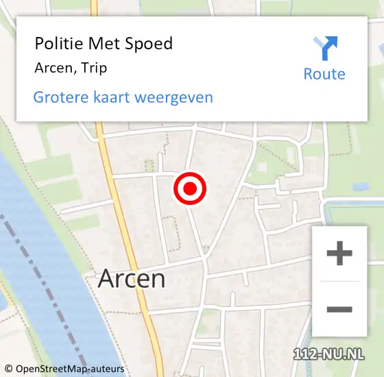 Locatie op kaart van de 112 melding: Politie Met Spoed Naar Arcen, Trip op 27 januari 2023 23:30