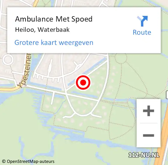 Locatie op kaart van de 112 melding: Ambulance Met Spoed Naar Heiloo, Waterbaak op 27 januari 2023 23:40