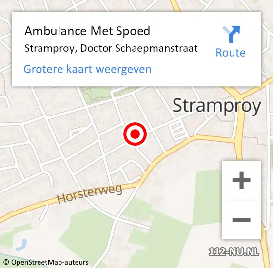 Locatie op kaart van de 112 melding: Ambulance Met Spoed Naar Stramproy, Doctor Schaepmanstraat op 27 januari 2023 23:46