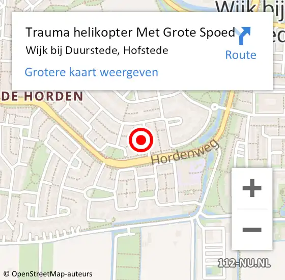 Locatie op kaart van de 112 melding: Trauma helikopter Met Grote Spoed Naar Wijk bij Duurstede, Hofstede op 28 januari 2023 00:02