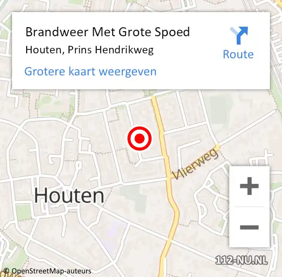 Locatie op kaart van de 112 melding: Brandweer Met Grote Spoed Naar Houten, Prins Hendrikweg op 28 januari 2023 00:15