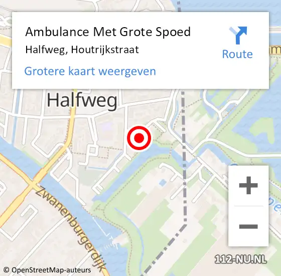 Locatie op kaart van de 112 melding: Ambulance Met Grote Spoed Naar Halfweg, Houtrijkstraat op 28 januari 2023 00:25