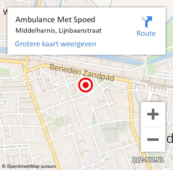 Locatie op kaart van de 112 melding: Ambulance Met Spoed Naar Middelharnis, Lijnbaanstraat op 28 januari 2023 00:38