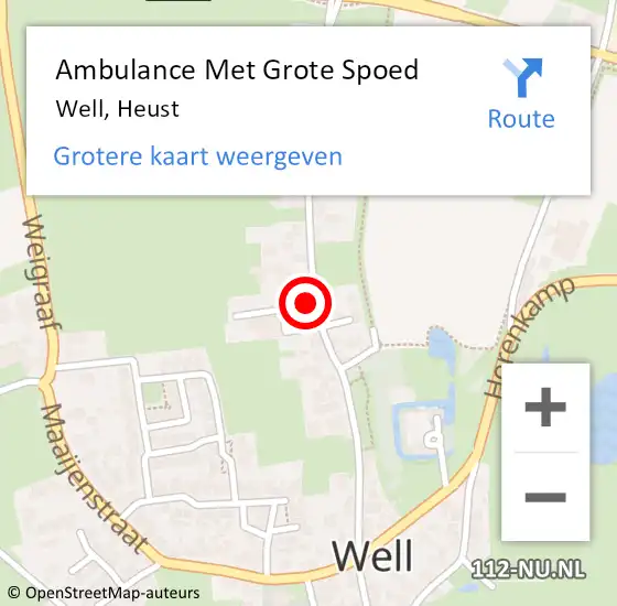 Locatie op kaart van de 112 melding: Ambulance Met Grote Spoed Naar Well, Heust op 28 januari 2023 00:42