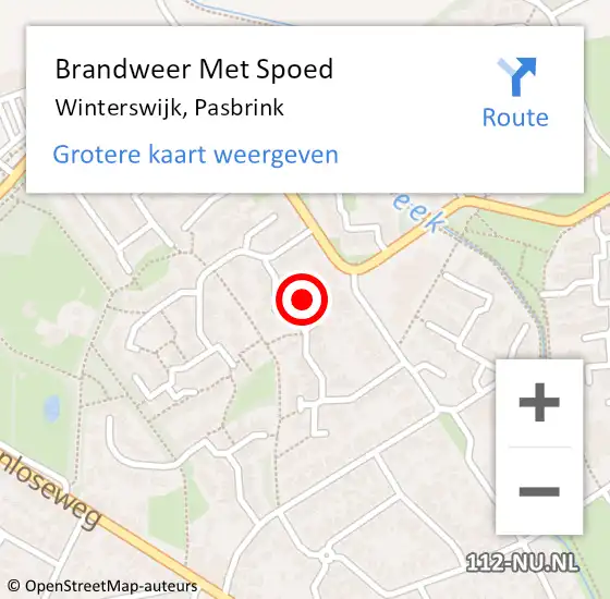 Locatie op kaart van de 112 melding: Brandweer Met Spoed Naar Winterswijk, Pasbrink op 28 januari 2023 00:44