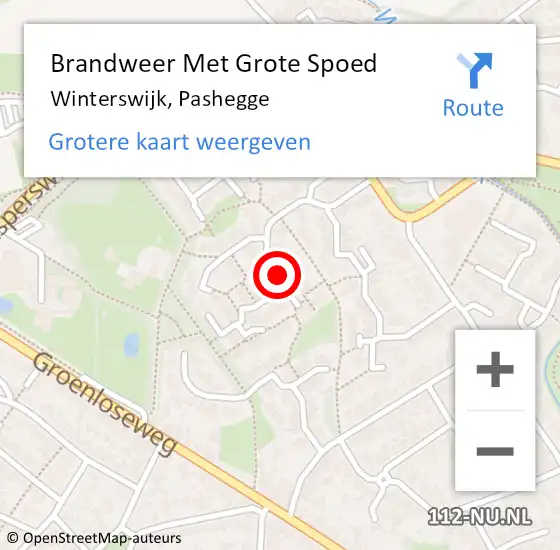 Locatie op kaart van de 112 melding: Brandweer Met Grote Spoed Naar Winterswijk, Pashegge op 28 januari 2023 00:49